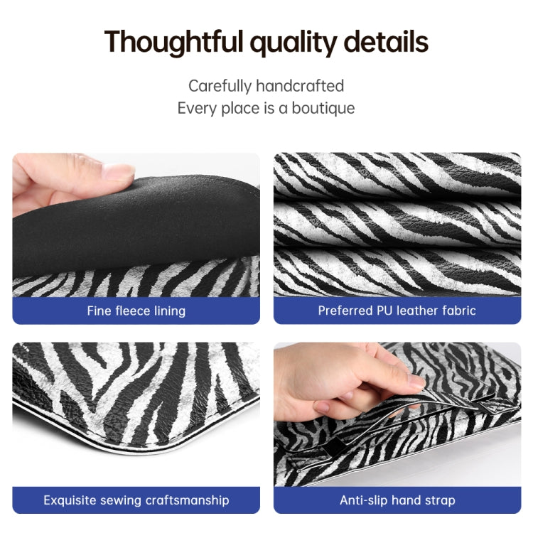 For 13 inch Laptop Zebra Pattern PU Leather Laptop Sleeve Bag - 13.3 inch by buy2fix | Online Shopping UK | buy2fix