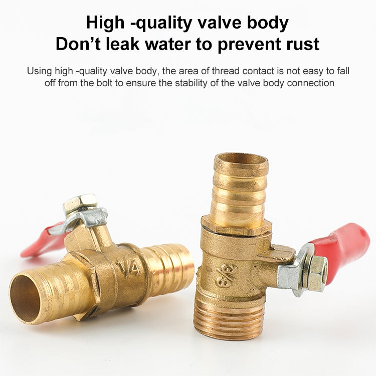 LAIZE Pneumatic Hose Connector Copper Ball Valve, Specification:Outside 3-Barb 8mm -  by LAIZE | Online Shopping UK | buy2fix