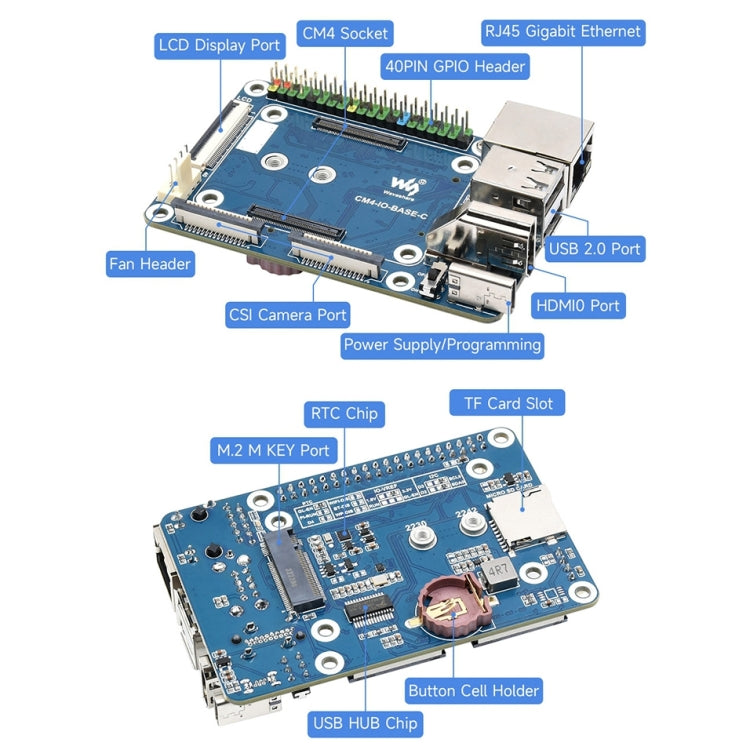 Waveshare Mini Base Board Designed for Raspberry Pi Compute Module 4 - Mini PC Accessories by WAVESHARE | Online Shopping UK | buy2fix