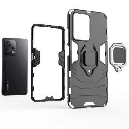 For Xiaomi Redmi Note 12 Pro 5G China PC + TPU Shockproof Protective Phone Case with Magnetic Ring Holder(Black) - Note 12 Pro Cases by buy2fix | Online Shopping UK | buy2fix