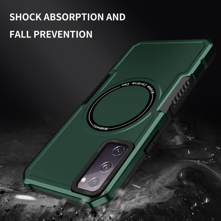 For Samsung Galaxy S20 FE MagSafe Shockproof Armor Phone Case(Dark Green) - Galaxy S20 FE Cases by buy2fix | Online Shopping UK | buy2fix