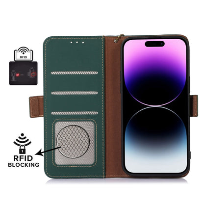 For Google Pixel 7 Genuine Leather Magnetic RFID Leather Phone Case(Green) - Google Cases by buy2fix | Online Shopping UK | buy2fix
