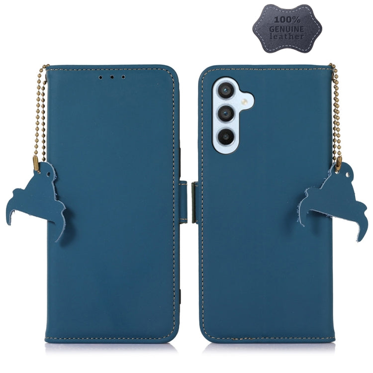 For Samsung Galaxy S22+ 5G Genuine Leather Magnetic RFID Leather Phone Case(Blue) - Galaxy S22+ 5G Cases by buy2fix | Online Shopping UK | buy2fix