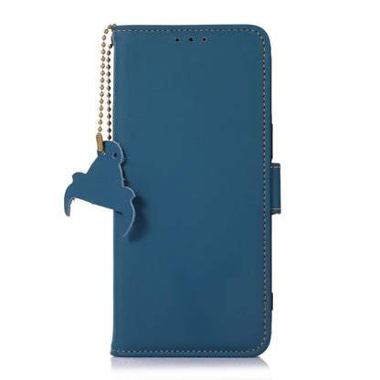 For Samsung Galaxy S22+ 5G Genuine Leather Magnetic RFID Leather Phone Case(Blue) - Galaxy S22+ 5G Cases by buy2fix | Online Shopping UK | buy2fix