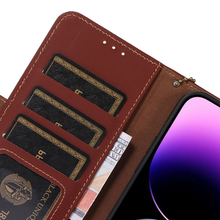 For Samsung Galaxy S22 5G Genuine Leather Magnetic RFID Leather Phone Case(Coffee) - Galaxy S22 5G Cases by buy2fix | Online Shopping UK | buy2fix