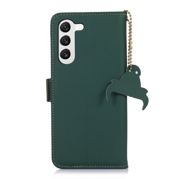For Samsung Galaxy S22 5G Genuine Leather Magnetic RFID Leather Phone Case(Green) - Galaxy S22 5G Cases by buy2fix | Online Shopping UK | buy2fix