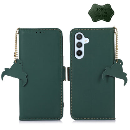 For Samsung Galaxy S23 5G Genuine Leather Magnetic RFID Leather Phone Case(Green) - Galaxy S23 5G Cases by buy2fix | Online Shopping UK | buy2fix