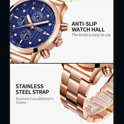 OCHSTIN 7245 Fashion Steel Strap Multifunctional Quartz Men Watch(Silver White) - Metal Strap Watches by OCHSTIN | Online Shopping UK | buy2fix