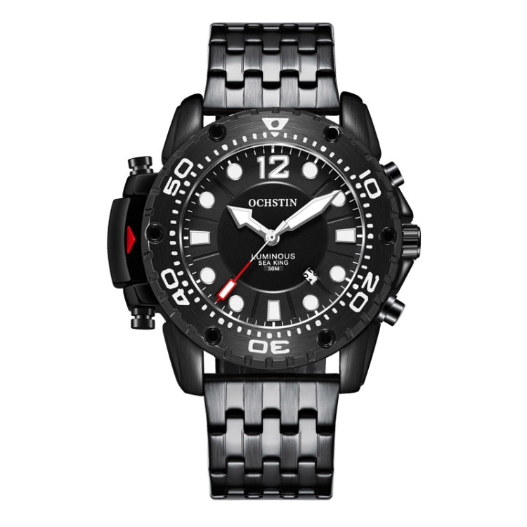 OCHSTIN 7249 Fashion Steel Strap Multifunctional Quartz Men Watch(Black+Black) - Metal Strap Watches by OCHSTIN | Online Shopping UK | buy2fix
