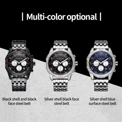 OCHSTIN 7260 Fashion Steel Strap Multifunctional Quartz Men Watch(Silver+Black) - Metal Strap Watches by OCHSTIN | Online Shopping UK | buy2fix