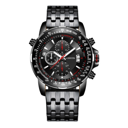 OCHSTIN 7261 Fashion Steel Strap Multifunctional Quartz Men Watch(Black) - Metal Strap Watches by OCHSTIN | Online Shopping UK | buy2fix