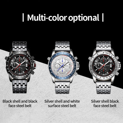 OCHSTIN 7261 Fashion Steel Strap Multifunctional Quartz Men Watch(Silver+Black) - Metal Strap Watches by OCHSTIN | Online Shopping UK | buy2fix