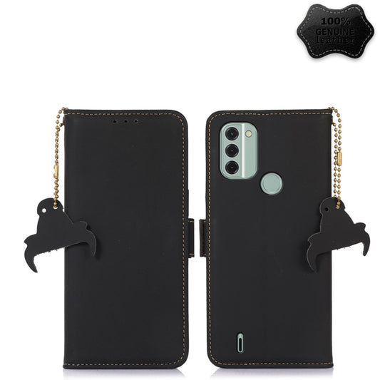 For Nokia C31 Genuine Leather Magnetic RFID Leather Phone Case(Black) - Nokia Cases by buy2fix | Online Shopping UK | buy2fix