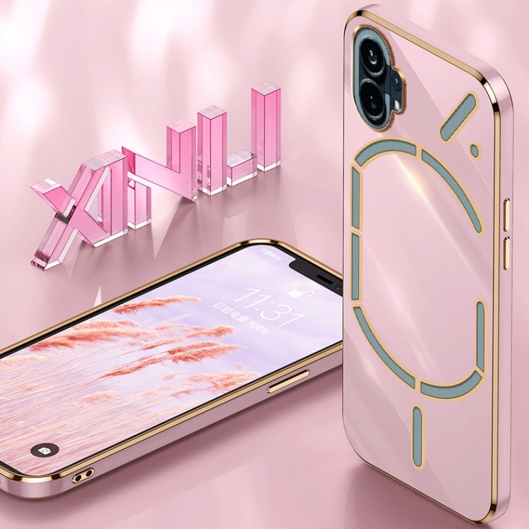 For Nothing Phone 1 XINLI Straight 6D Plating Gold Edge TPU Phone Case(Black) - More Brand by buy2fix | Online Shopping UK | buy2fix