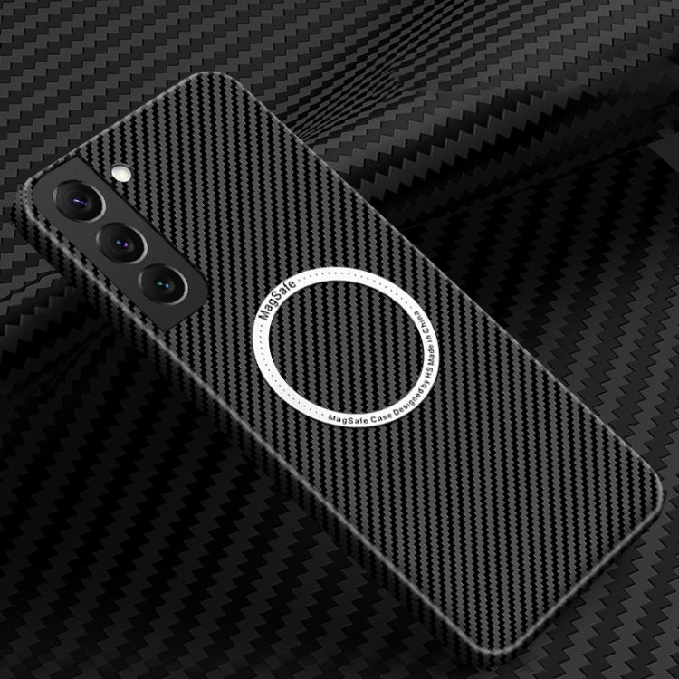 For Samsung Galaxy S23 5G Carbon Fiber Texture MagSafe Magnetic Phone Case(Black) - Galaxy S23 5G Cases by buy2fix | Online Shopping UK | buy2fix