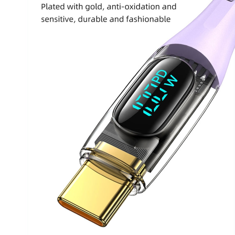 USAMS Type-C to Type-C PD100W Aluminum Alloy Transparent Digital Display Fast Charge Data Cable, Cable Length:2m(Black) -  by USAMS | Online Shopping UK | buy2fix