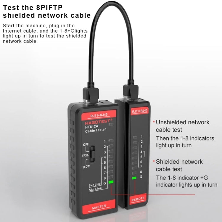 HABOTEST HT812A 2 in 1 Telephone Line Network Line Tester - Consumer Electronics by buy2fix | Online Shopping UK | buy2fix