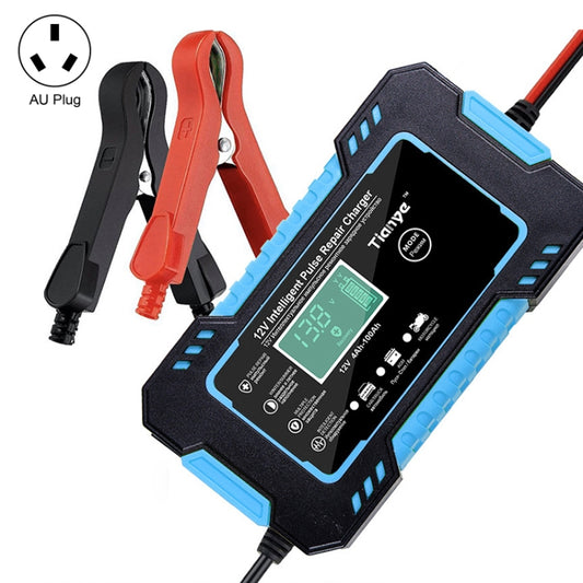 Motorcycle / Car Battery Smart Charger with LCD Creen, Plug Type:AU Plug(Blue) - In Car by buy2fix | Online Shopping UK | buy2fix