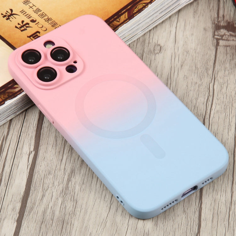 For iPhone 12 Liquid TPU Silicone Gradient MagSafe Phone Case(Pink Blue) - iPhone 12 / 12 Pro Cases by buy2fix | Online Shopping UK | buy2fix