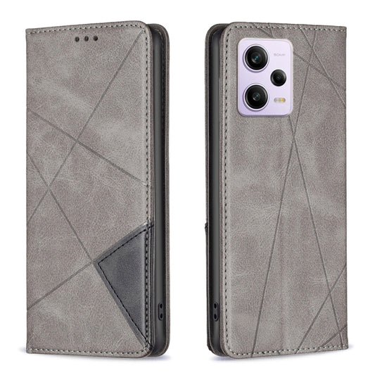 For Xiaomi Redmi Note 12 Pro 5G Global Prismatic Invisible Magnetic Leather Phone Case(Grey) - Note 12 Pro Cases by buy2fix | Online Shopping UK | buy2fix