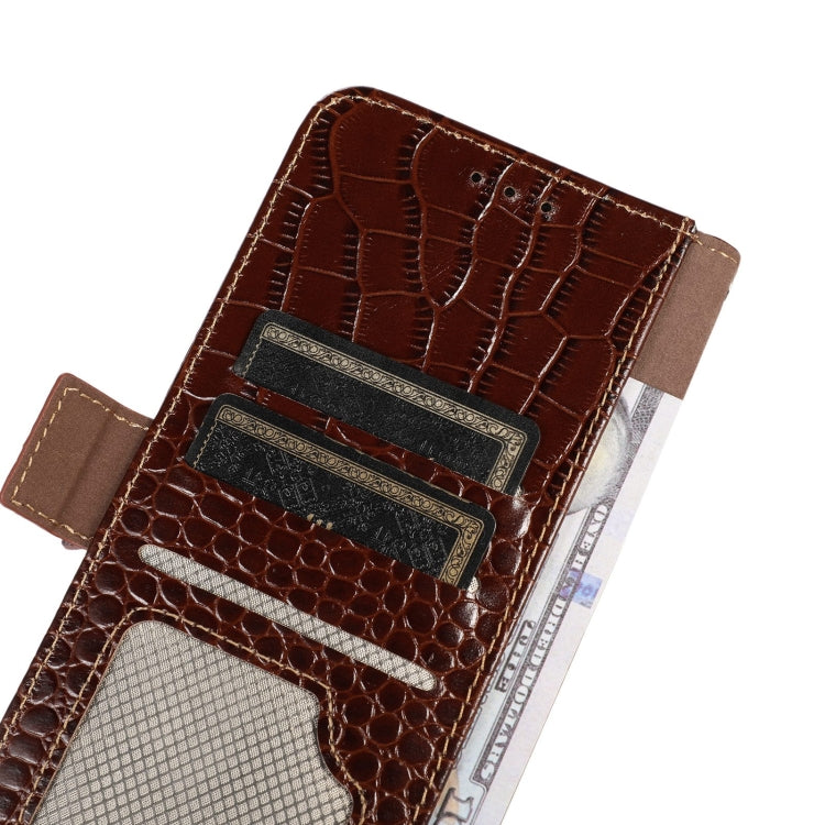 For OnePlus 11 5G Crocodile Top Layer Cowhide RFID Leather Phone Case(Brown) - OnePlus Cases by buy2fix | Online Shopping UK | buy2fix