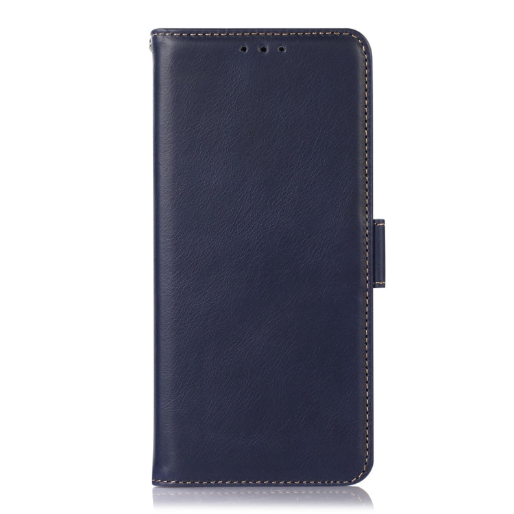 For OnePlus 11 5G Crazy Horse Top Layer Cowhide RFID Leather Phone Case(Blue) - OnePlus Cases by buy2fix | Online Shopping UK | buy2fix