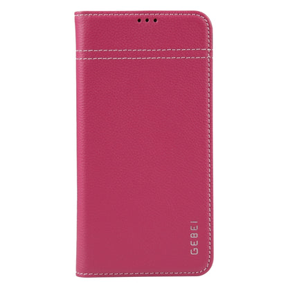 For iPhone 13 Pro GEBEI Top-grain Horizontal Flip Leather Phone Case(Rose Red) - iPhone 13 Pro Cases by GEBEI | Online Shopping UK | buy2fix