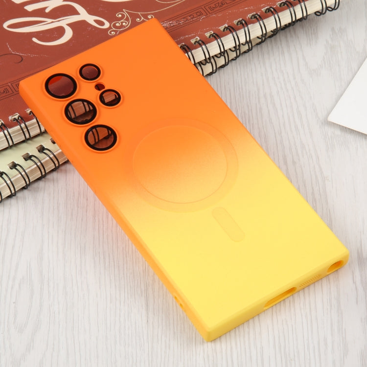 For Samsung Galaxy S22 5G Liquid TPU Silicone Gradient MagSafe Phone Case(Orange Yellow) - Galaxy S22 5G Cases by buy2fix | Online Shopping UK | buy2fix