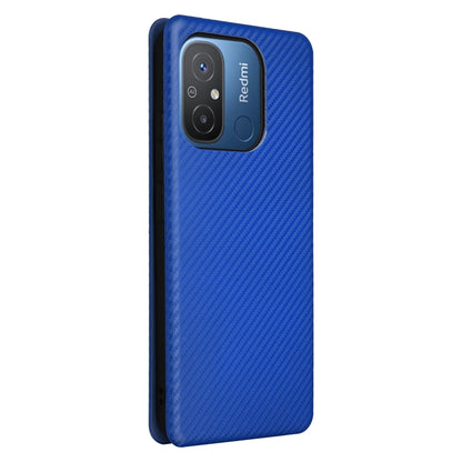 For Xiaomi Redmi 12C Carbon Fiber Texture Flip Leather Phone Case(Blue) - Xiaomi Cases by buy2fix | Online Shopping UK | buy2fix