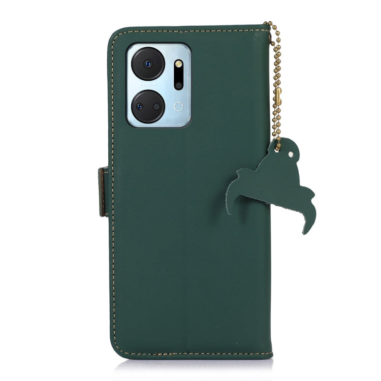 For Honor X7a 4G Genuine Leather Magnetic RFID Leather Phone Case(Green) - Honor Cases by buy2fix | Online Shopping UK | buy2fix