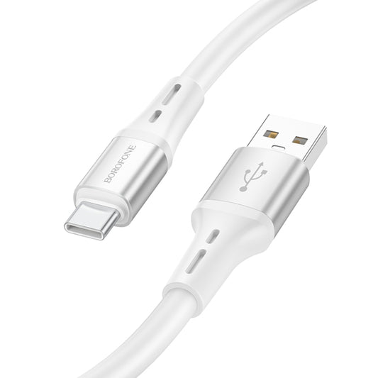 Borofone BX88 USB to Type-C Solid Silicone Charging Data Cable, Length:1m(White) -  by Borofone | Online Shopping UK | buy2fix