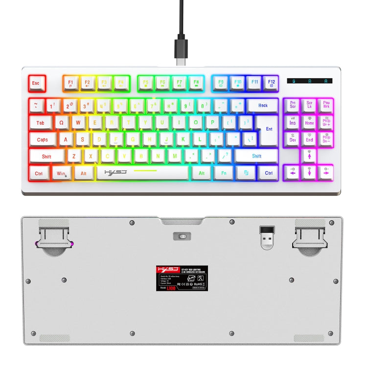 HXSJ L100 87 Keys RGB Backlit Film 2.4G Wireless Keyboard(White) -  by HXSJ | Online Shopping UK | buy2fix