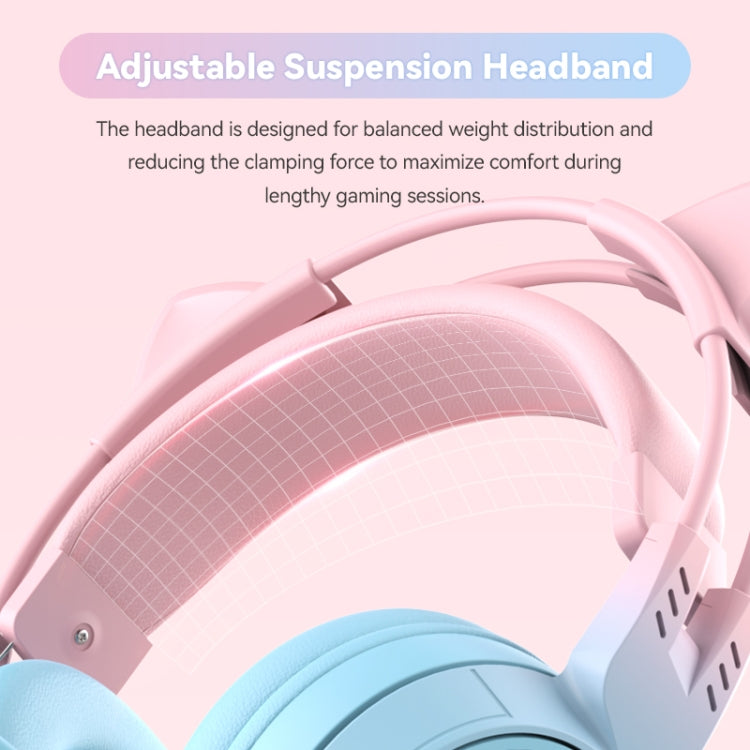 T25 RGB Stereo Cat Ear Bluetooth Wireless Headphones with Detachable Microphone(Pink) - Apple Accessories by buy2fix | Online Shopping UK | buy2fix