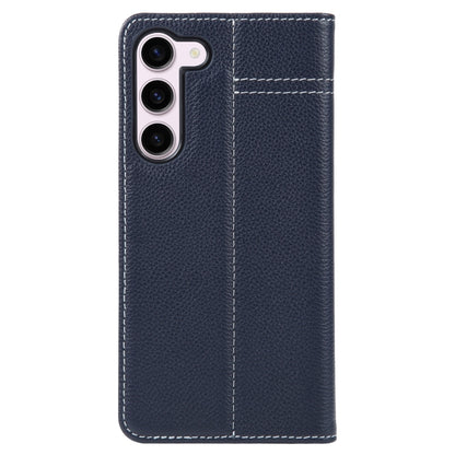For Samsung Galaxy S23 5G GEBEI Top-grain Horizontal Flip Leather Phone Case(Blue) - Galaxy S23 5G Cases by GEBEI | Online Shopping UK | buy2fix