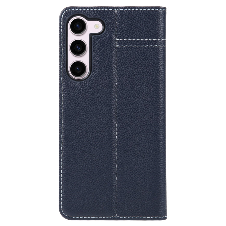 For Samsung Galaxy S23+ 5G GEBEI Top-grain Horizontal Flip Leather Phone Case(Blue) - Galaxy S23+ 5G Cases by GEBEI | Online Shopping UK | buy2fix