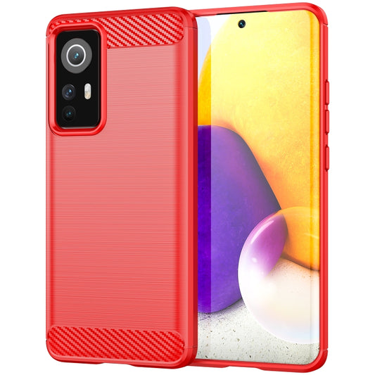For Xiaomi Redmi 12S Brushed Texture Carbon Fiber TPU Phone Case(Red) - Xiaomi Cases by buy2fix | Online Shopping UK | buy2fix