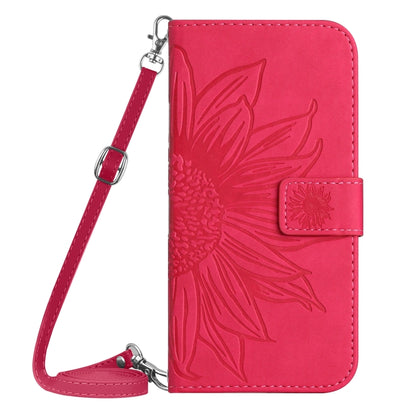 For Google Pixel 7A Skin Feel Sun Flower Pattern Flip Leather Phone Case with Lanyard(Rose Red) - Google Cases by buy2fix | Online Shopping UK | buy2fix