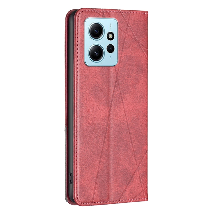 For Xiaomi Redmi Note 12 4G Global Prismatic Invisible Magnetic Leather Phone Case(Red) - Note 12 Cases by buy2fix | Online Shopping UK | buy2fix