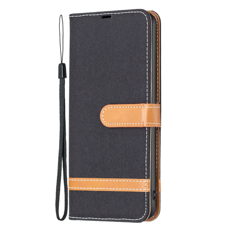 For Samsung Galaxy A24 4G Color Block Denim Texture Leather Phone Case(Black) - Galaxy Phone Cases by buy2fix | Online Shopping UK | buy2fix