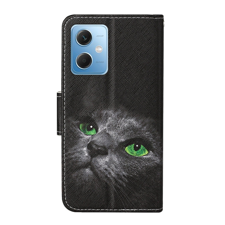 For Xiaomi Redmi Note 12 5G Global/Poco X5 Colored Drawing Pattern Flip Leather Phone Case(Black Cat) - Note 12 Cases by buy2fix | Online Shopping UK | buy2fix