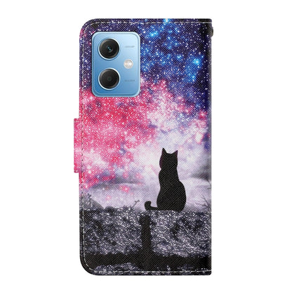 For Xiaomi Redmi Note 12 5G Global/Poco X5 Colored Drawing Pattern Flip Leather Phone Case(Star Sky Cat) - Note 12 Cases by buy2fix | Online Shopping UK | buy2fix