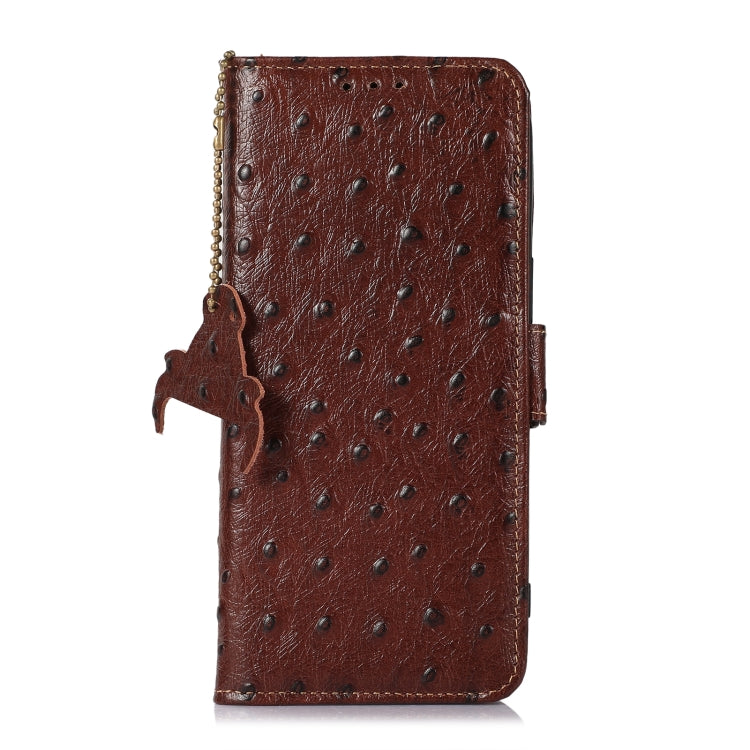 For Nokia G22 4G Ostrich Pattern Genuine Leather RFID Phone Case(Coffee) - Nokia Cases by buy2fix | Online Shopping UK | buy2fix