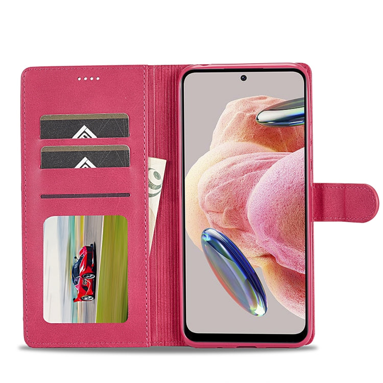 For Xiaomi Redmi Note 12 4G Global LC.IMEEKE Calf Texture Leather Phone Case(Red) - Note 12 Cases by LC.IMEEKE | Online Shopping UK | buy2fix