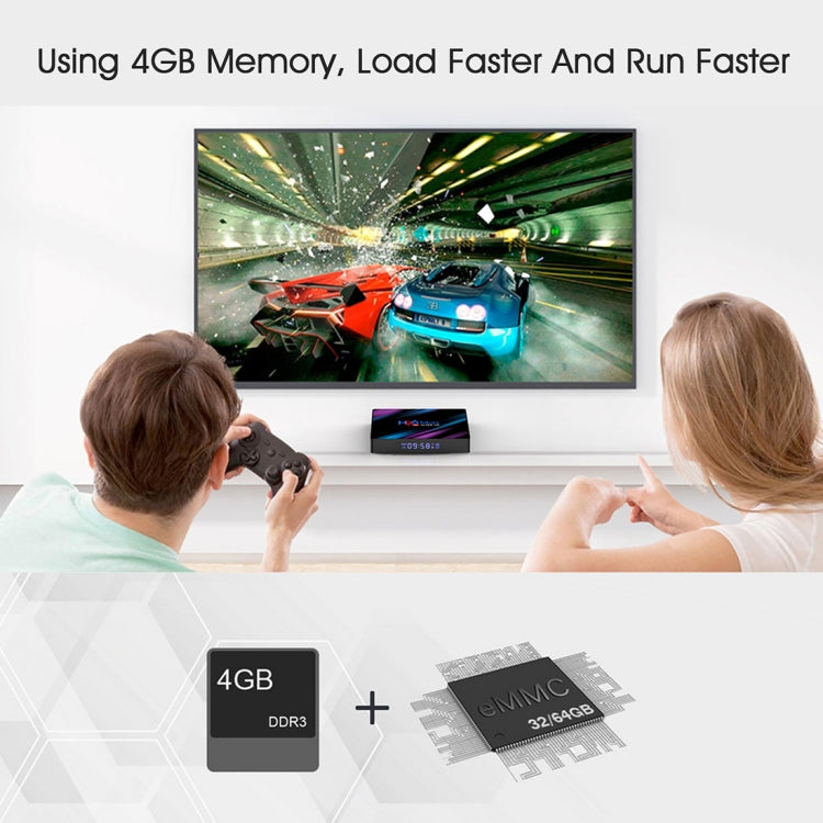 H96 Max-3318 4K Ultra HD Android TV Box with Remote Controller, Android 10.0, RK3318 Quad-Core 64bit Cortex-A53, 4GB+64GB, Support TF Card / USBx2 / AV / Ethernet, Plug Specification:EU Plug - Consumer Electronics by buy2fix | Online Shopping UK | buy2fix