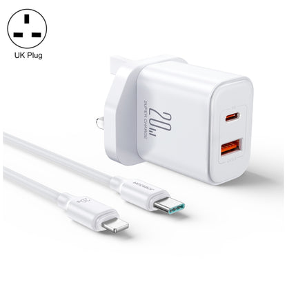 J0YROOM TCF05 20W USB+USB-C/Type-C Dual Interface Fast Charger Set, Specification:UK Plug(White) - USB Charger by JOYROOM | Online Shopping UK | buy2fix