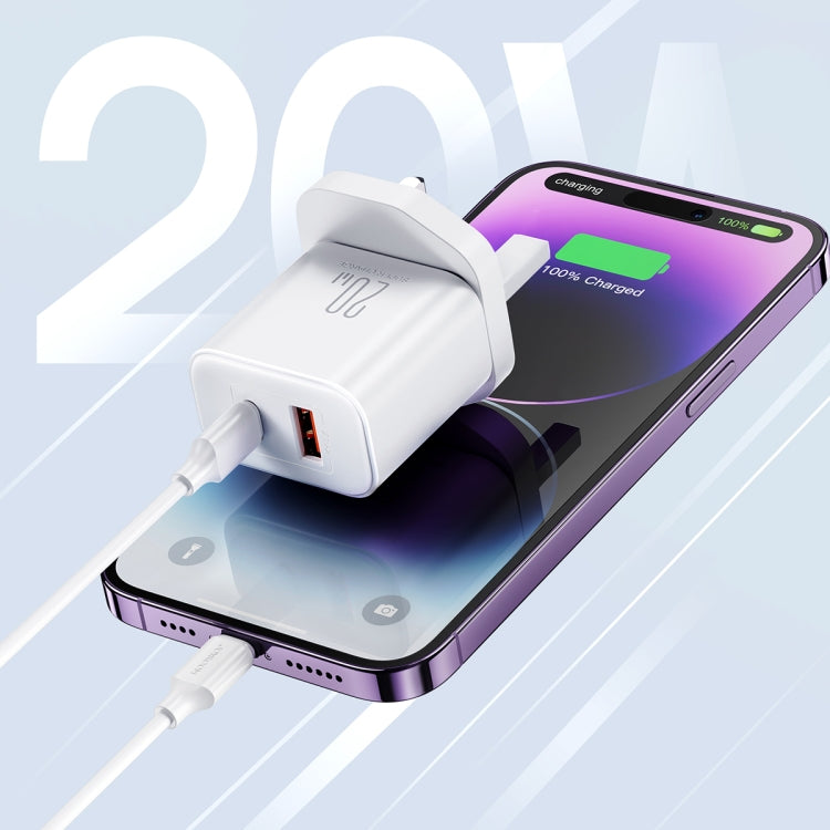 J0YROOM TCF05 20W USB+USB-C/Type-C Dual Interface Fast Charger Set, Specification:UK Plug(White) - USB Charger by JOYROOM | Online Shopping UK | buy2fix