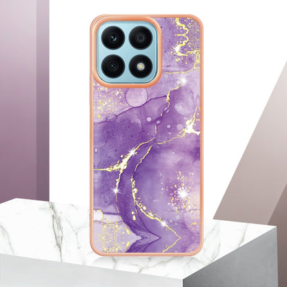 For Honor X8a Electroplating Marble Dual-side IMD Phone Case(Purple 002) - Honor Cases by buy2fix | Online Shopping UK | buy2fix