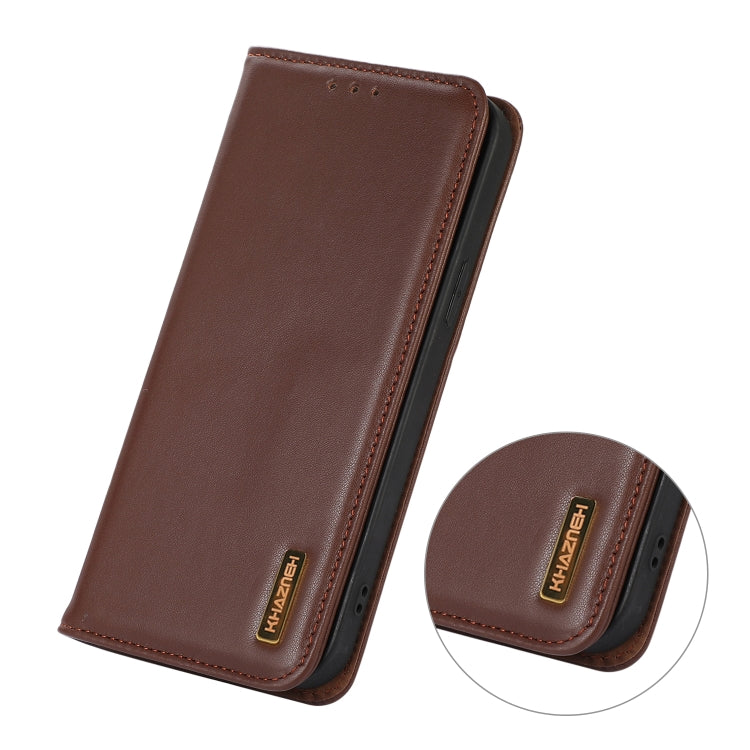 For Motorola Moto G14 4G KHAZNEH Nappa Top Layer Cowhide Leather Phone Case(Brown) - Motorola Cases by buy2fix | Online Shopping UK | buy2fix