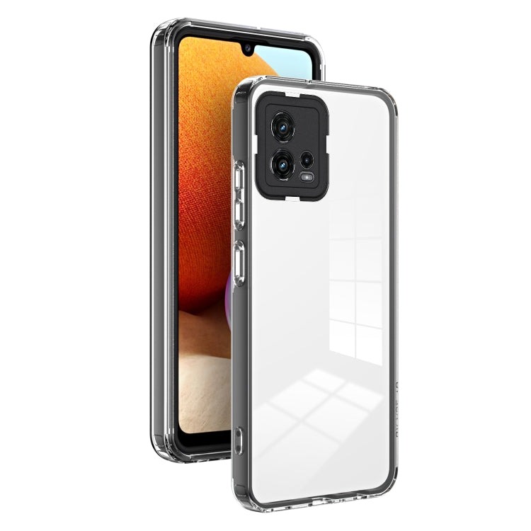 For Motorola Moto G72 5G 3 in 1 Clear TPU Color PC Frame Phone Case(Black) - Motorola Cases by buy2fix | Online Shopping UK | buy2fix