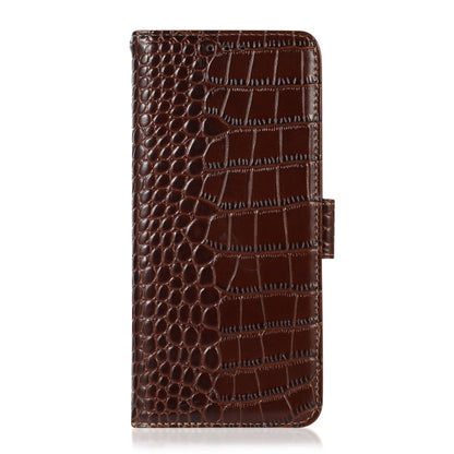 For Nokia C12 4G Crocodile Top Layer Cowhide Leather Phone Case(Brown) - Nokia Cases by buy2fix | Online Shopping UK | buy2fix
